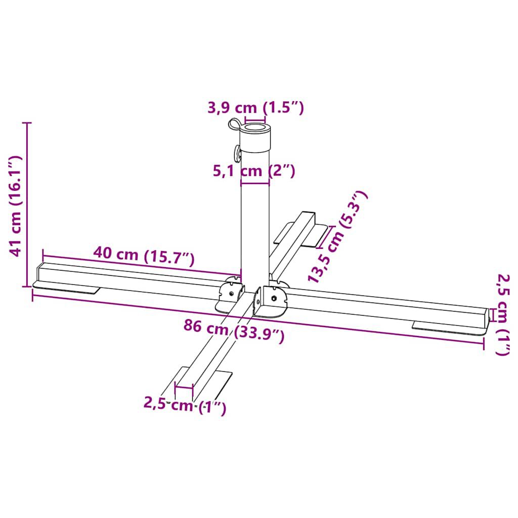 vidaXL 5 Piece Garden Parasol Base Set Granite and Steel