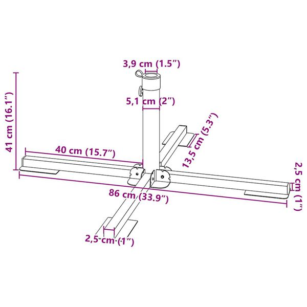 vidaXL 5 Piece Garden Parasol Base Set Granite and Steel