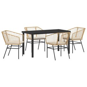 vidaXL Garden Dining Set 5 pcs Brown Poly Rattan