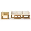 vidaXL 6 Piece Garden Lounge Set with Cushion Cream Solid Acacia Wood