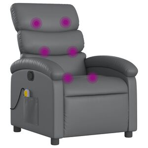vidaXL Massage Recliner Chair Grey Faux Leather