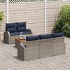 vidaXL Garden Sofa Set with Cushion 6 pcs Grey Poly Rattan