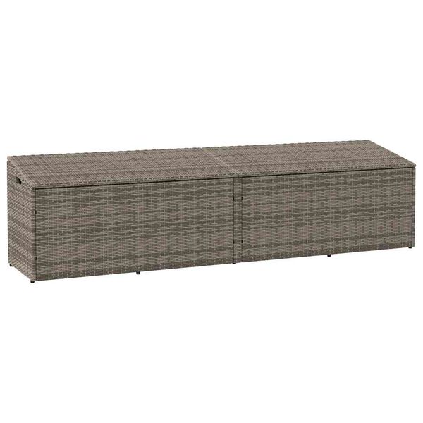 vidaXL Garden Storage Box Grey 220x50x58 cm Poly Rattan