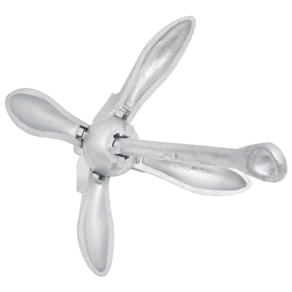 vidaXL Folding Anchor with Rope Silver 8 kg Hot Dip Galvanized Cast Iron