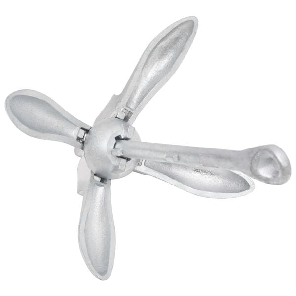 vidaXL Folding Anchor with Rope Silver 8 kg Hot Dip Galvanized Cast Iron