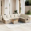 vidaXL 9 Piece Garden Sofa Set with Cushions Beige Poly Rattan