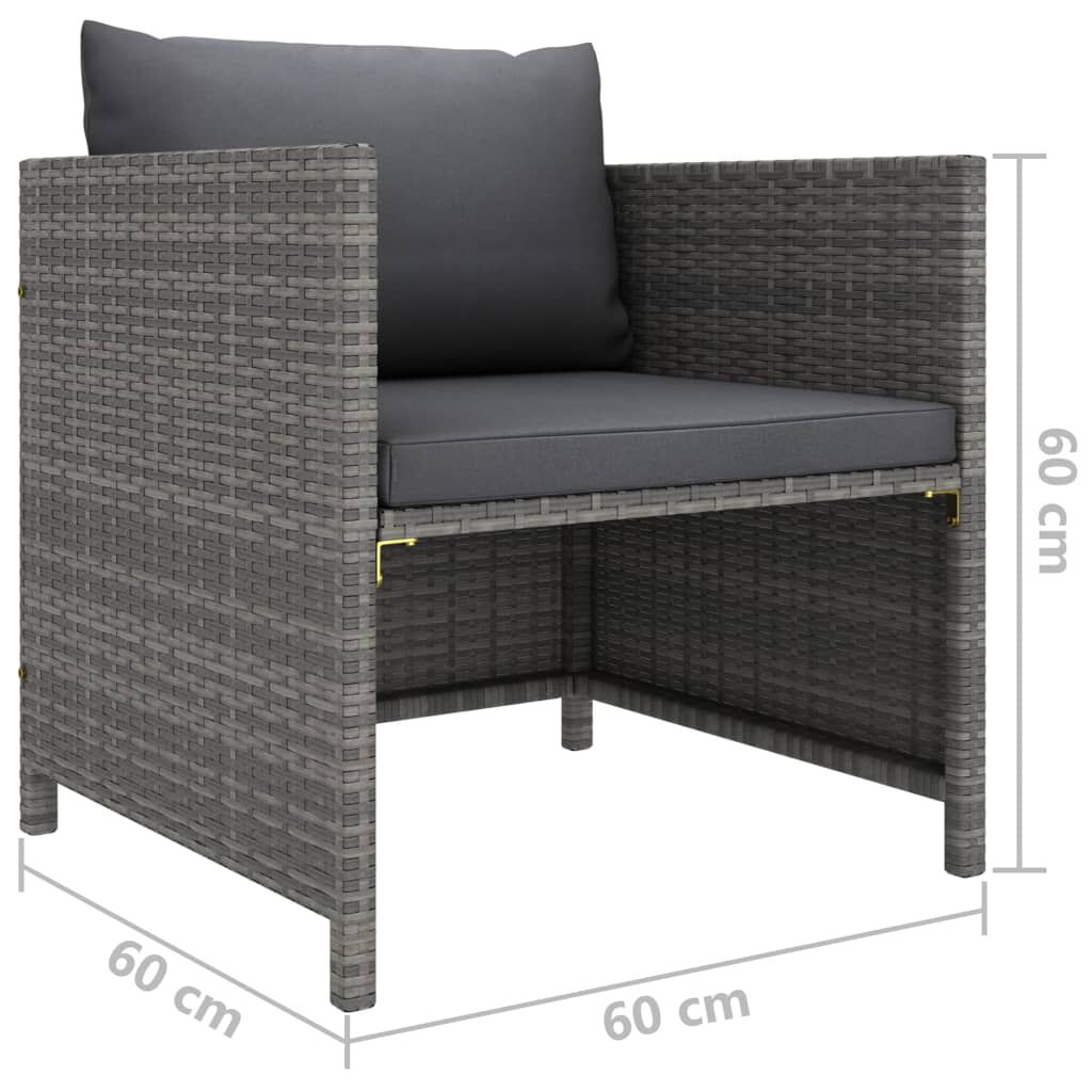 vidaXL 12 Piece Garden Lounge Set with Cushions Poly Rattan Grey