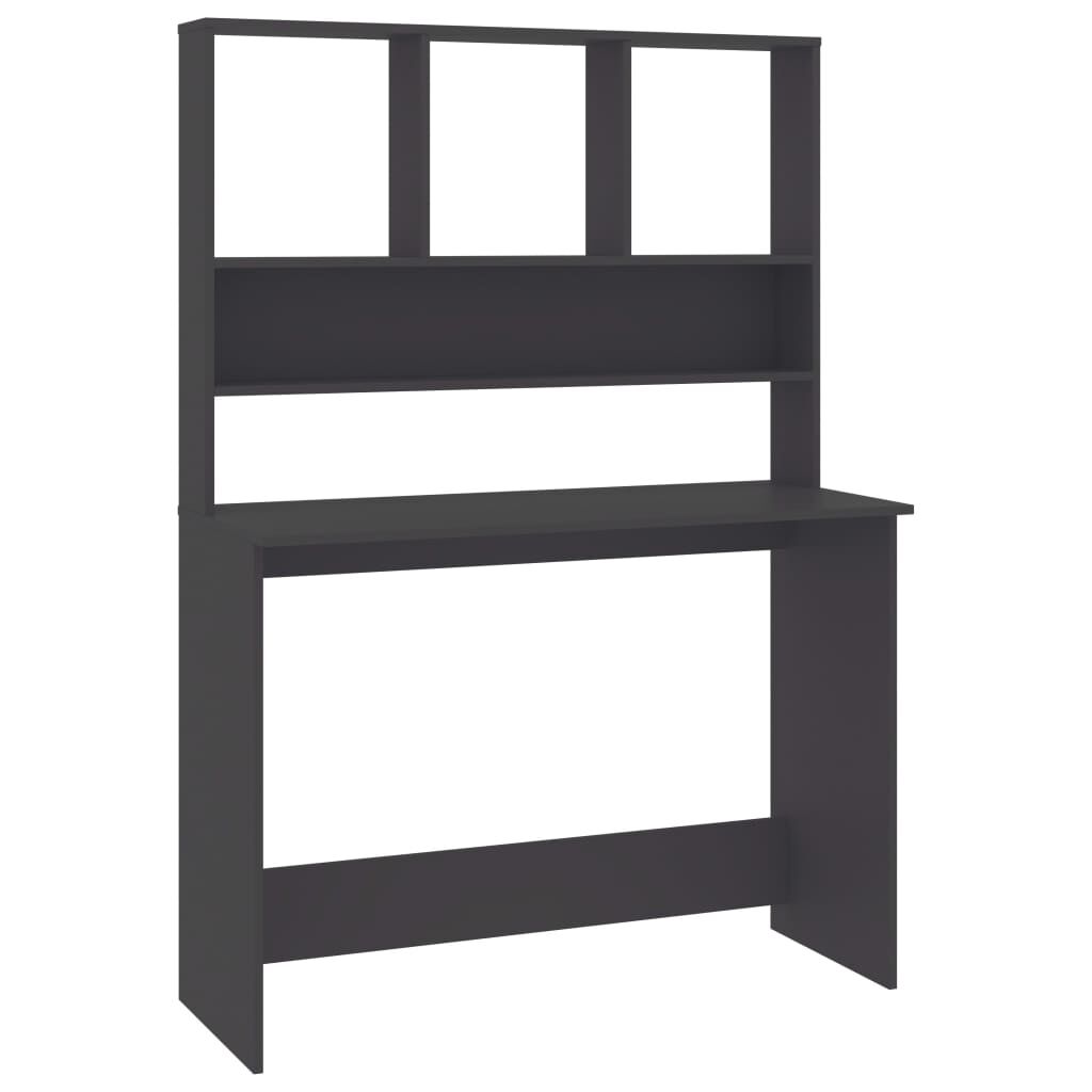 vidaXL Desk with Shelf Grey 110x45x157 cm Engineered Wood