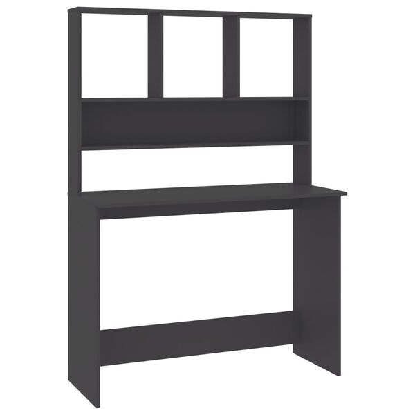 vidaXL Desk with Shelf Grey 110x45x157 cm Engineered Wood