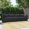 vidaXL 4 Piece Garden Sofa Set with Cushions Poly Rattan Black