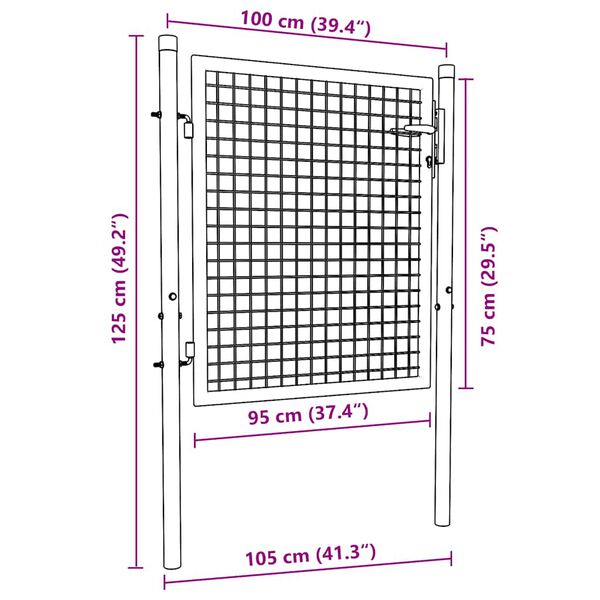 vidaXL Fence Gate Steel 100x75 cm Green