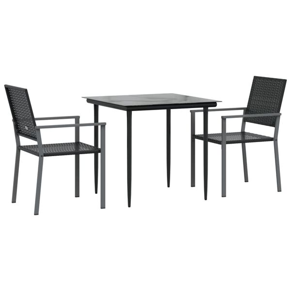 vidaXL 3 Piece Garden Dining Set Poly Rattan and Steel