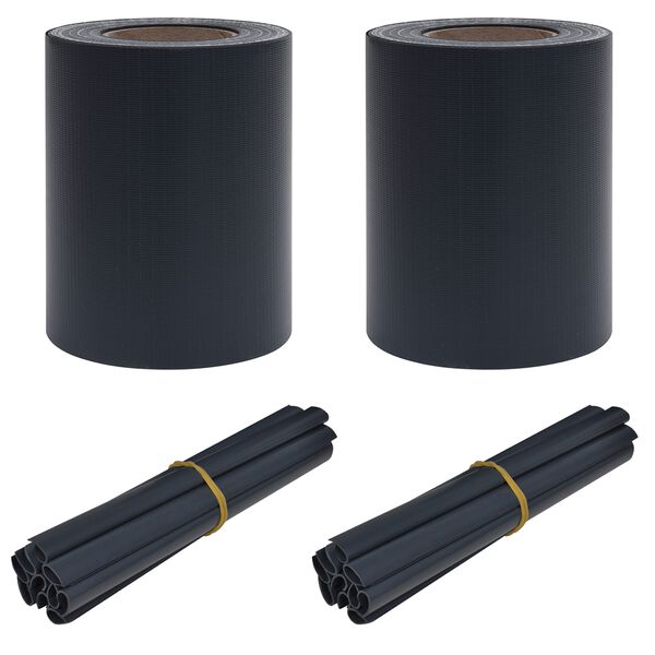 vidaXL Garden Privacy Screens 2 pcs Dark Grey 35 x 0.19 m PVC