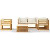 vidaXL 8 Piece Garden Lounge Set with Cushion Cream Solid Acacia Wood