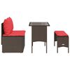 vidaXL 3 Piece Garden Dining Set with Cushions Brown Poly Rattan