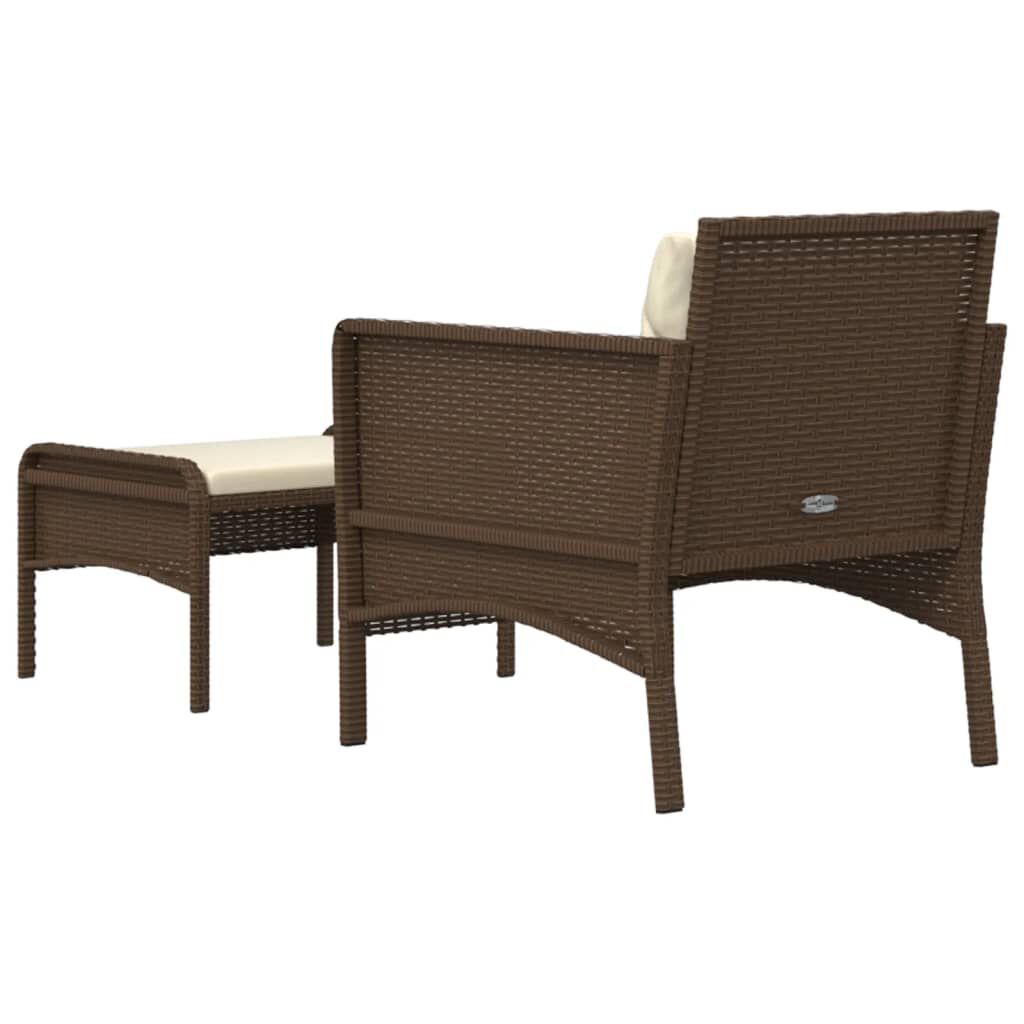 vidaXL 2 Piece Garden Lounge Set with Cushions Brown Poly Rattan