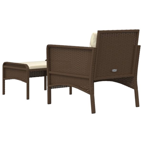 vidaXL 2 Piece Garden Lounge Set with Cushions Brown Poly Rattan