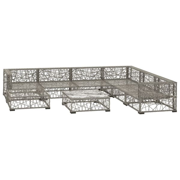 vidaXL 8 Piece Garden Lounge Set with Cushions Poly Rattan Gray