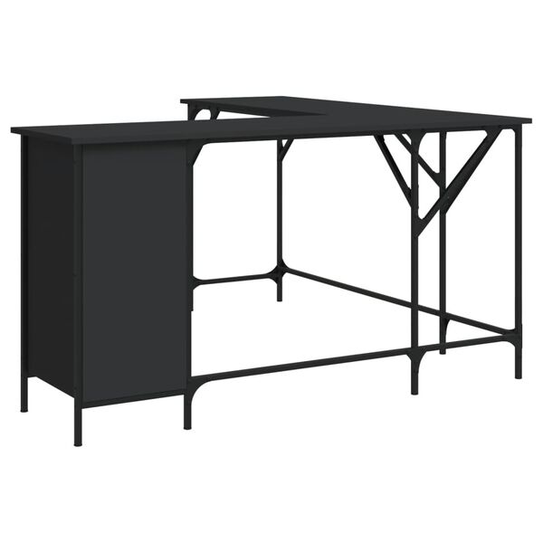 vidaXL Desk Black 141x141x75 cm Engineered Wood