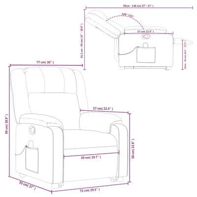 vidaXL Stand up Massage Recliner Chair Grey Faux Leather