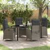 vidaXL Garden Dining Set with Cushion 5 pcs Grey Poly Rattan