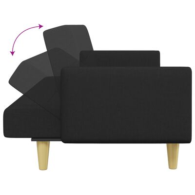 vidaXL 2-Seater Sofa Bed with Footstool Black Fabric