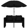 vidaXL Garden Bed with Parasol Poly Rattan Black