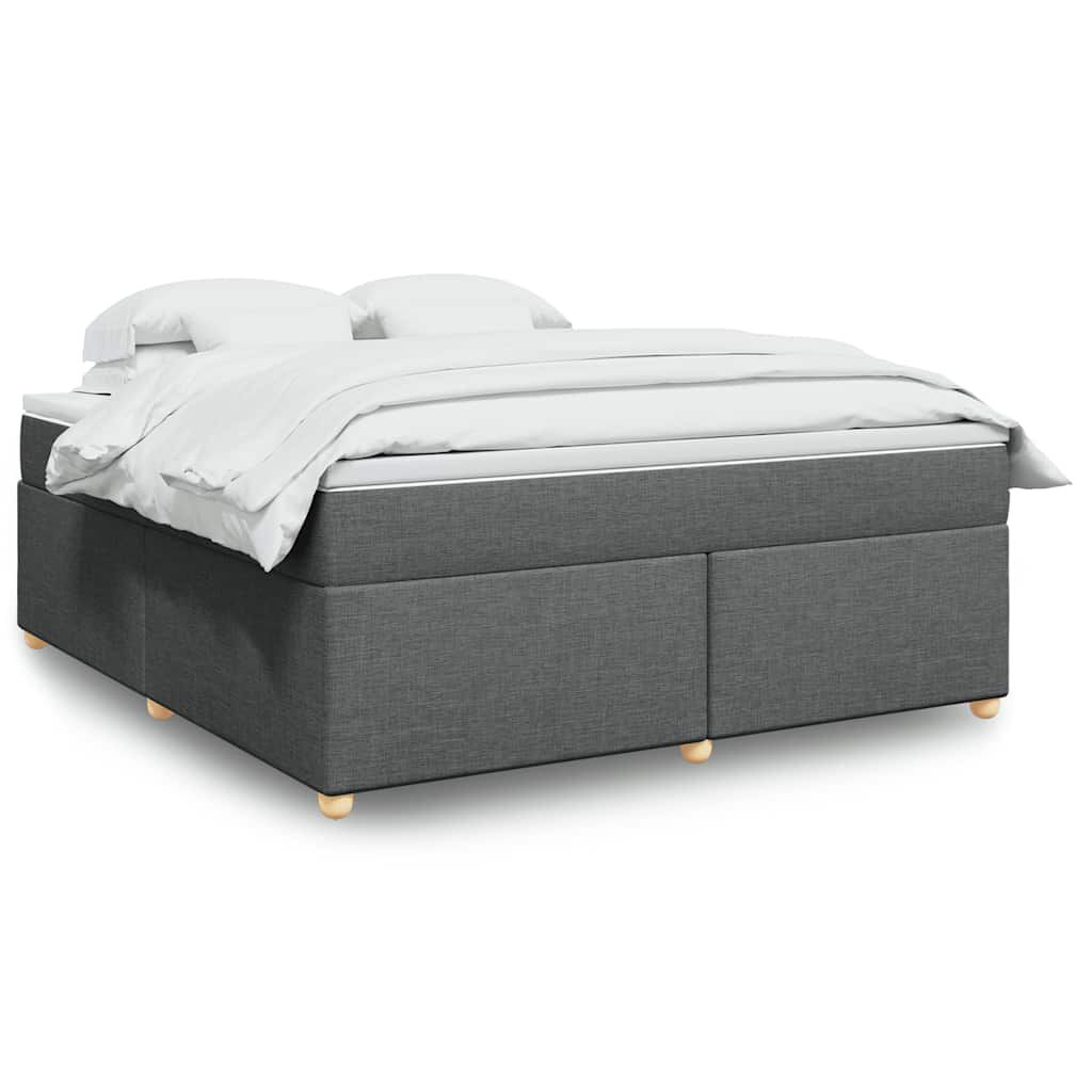 vidaXL Box Spring Bed with Mattress Dark Grey California King Fabric