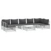 vidaXL 8 Piece Garden Lounge Set with Cushions White Steel