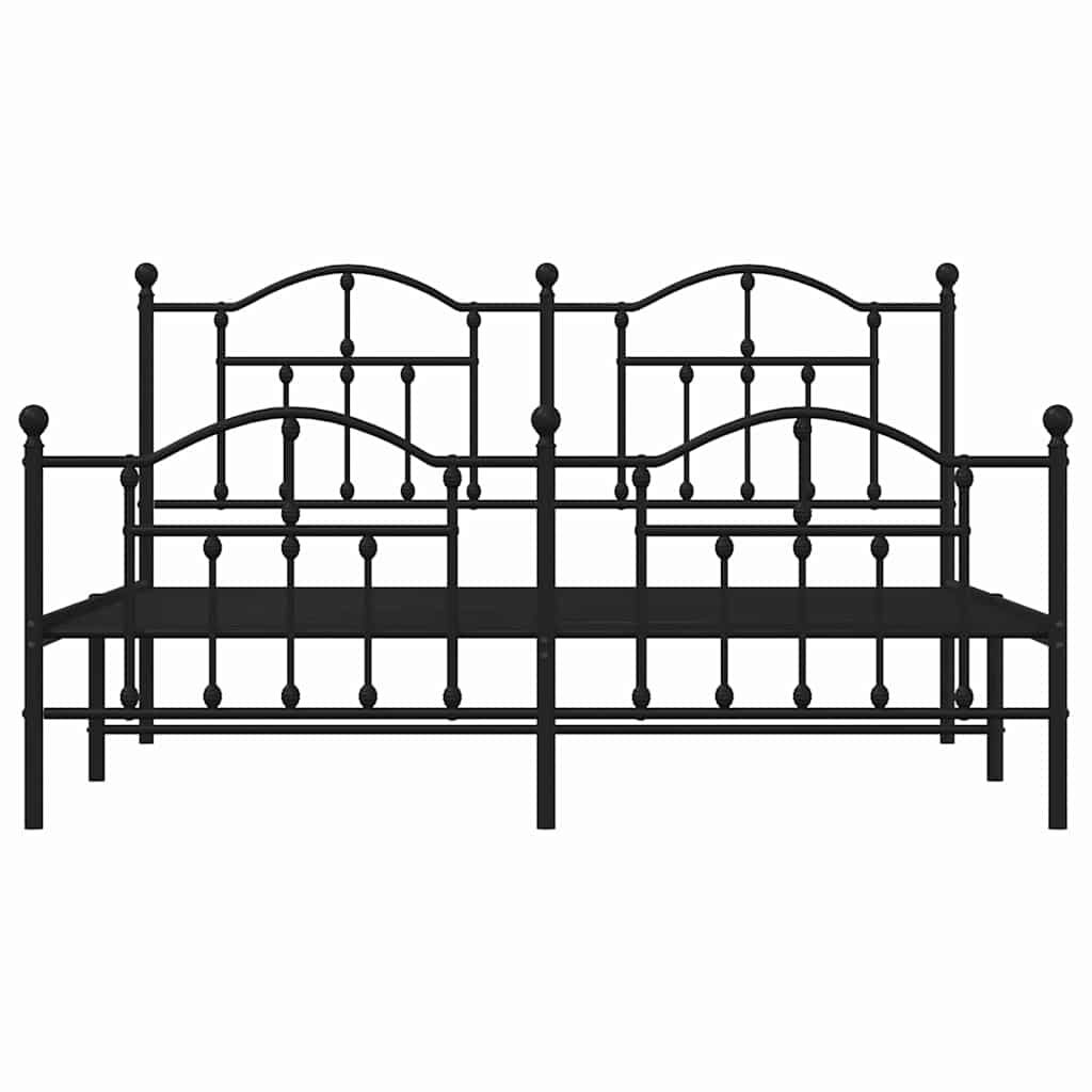 vidaXL Metal Bed Frame without Mattress with Footboard Black 183x213cm