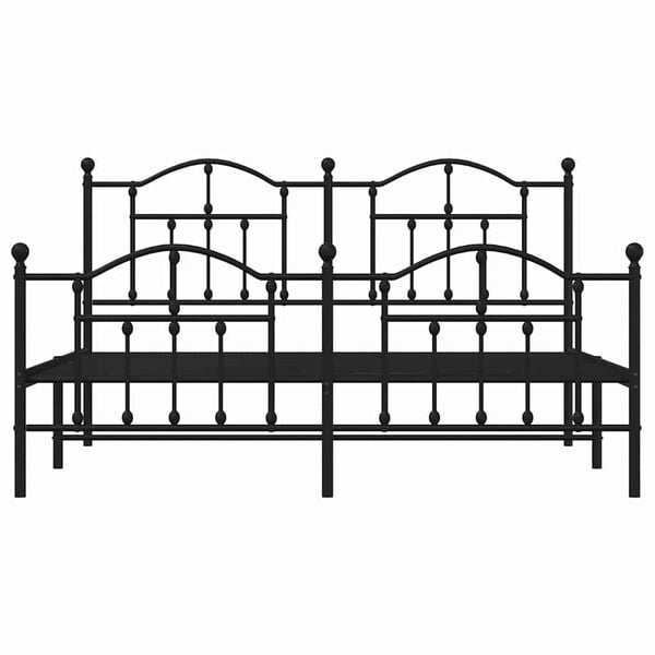 vidaXL Metal Bed Frame without Mattress with Footboard Black 183x213cm