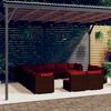 vidaXL 13 Piece Garden Lounge Set with Cushions Brown Poly Rattan