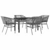 vidaXL 5 Piece Garden Dining Set with Cushions Grey Poly Rattan Glass