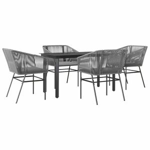 vidaXL 5 Piece Garden Dining Set with Cushions Grey Poly Rattan Glass