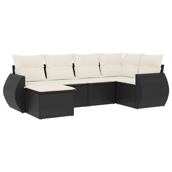 vidaXL 6 Piece Garden Sofa Set with Cushions Black Poly Rattan