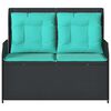vidaXL Garden Bench with Cushion Black Poly rattan