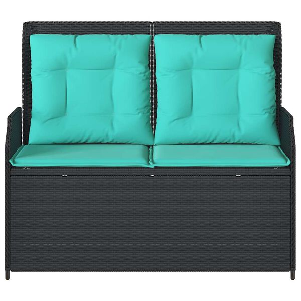 vidaXL Garden Bench with Cushion Black Poly rattan