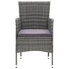 vidaXL 5 Piece Garden Dining Set with Cushions Poly Rattan Grey