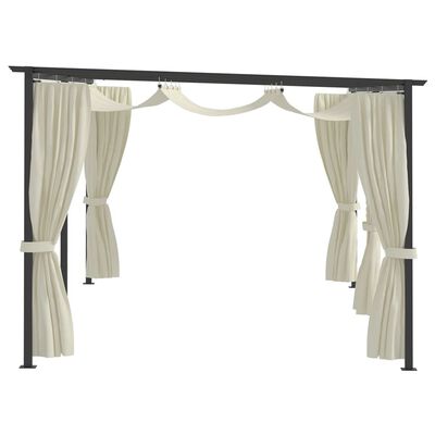 vidaXL Gazebo with Curtains 3x6 m Cream Steel