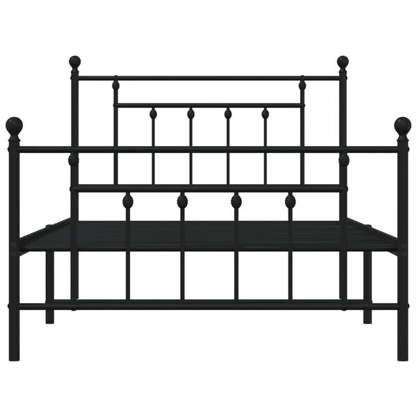 vidaXL Metal Bed Frame without Mattress with Footboard Black 100x200cm
