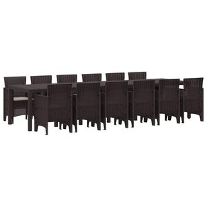 vidaXL Garden Dining Set 13 pcs Brown Polt rattan