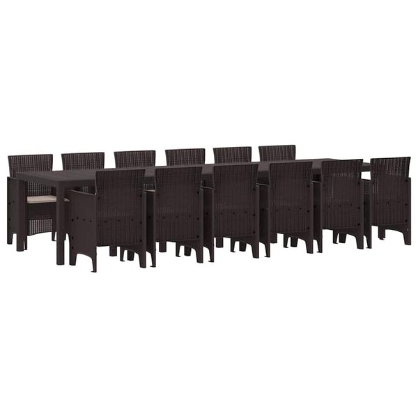vidaXL Garden Dining Set 13 pcs Brown Polt rattan