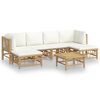 vidaXL 7 Piece Garden Lounge Set with Cream White Cushions Bamboo