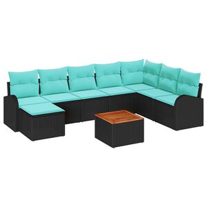 vidaXL Garden Sofa Set 9 pcs Black and turquoise