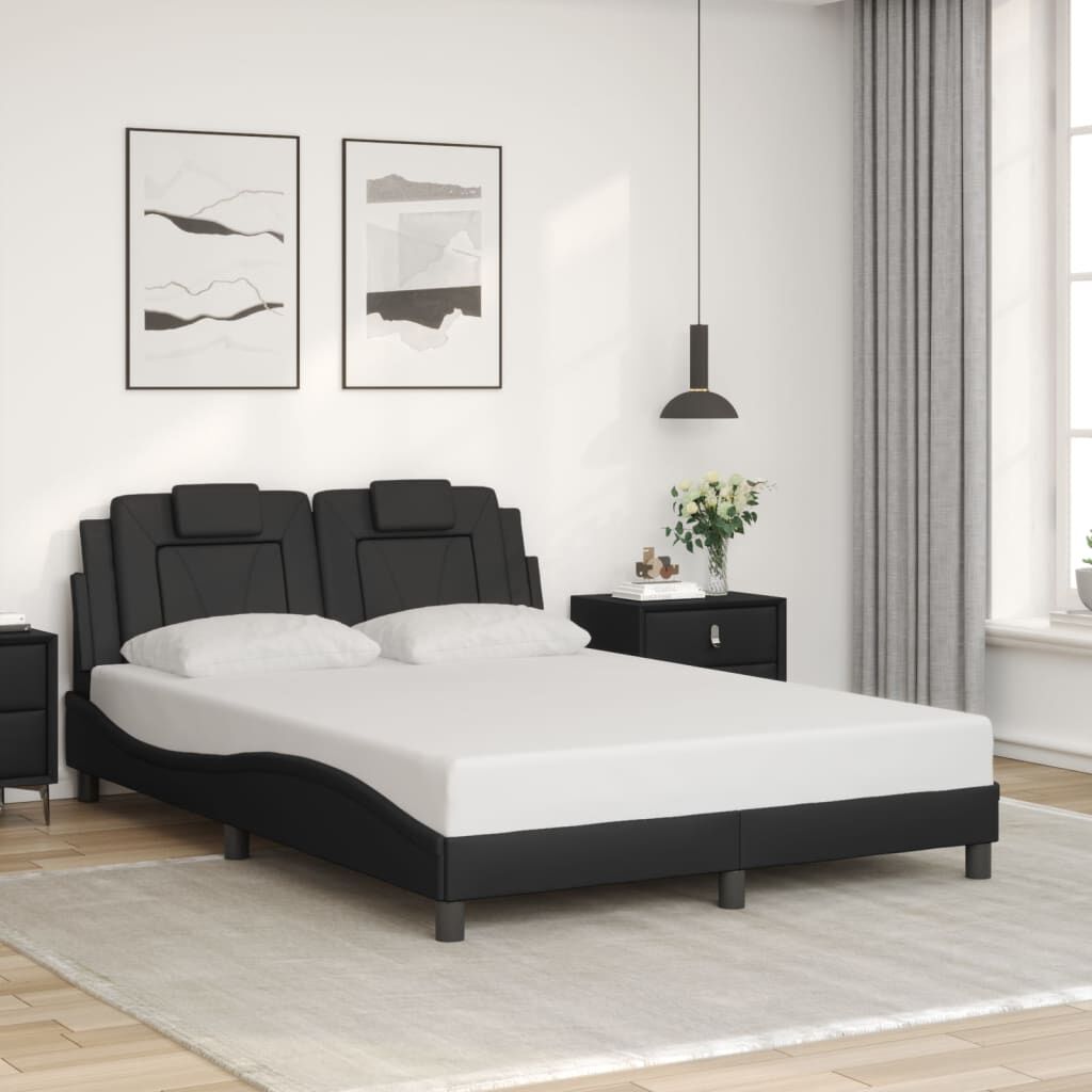 vidaXL Bed Frame "Viana" with LED without Mattress Black 137x190 cm Double