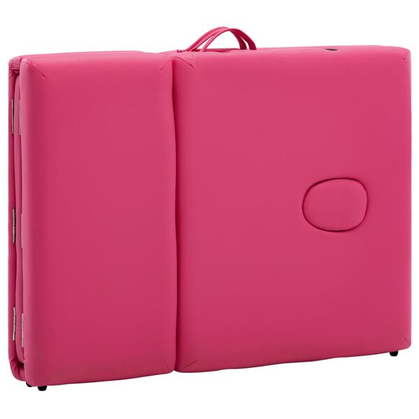 vidaXL Foldable Massage Table 4 Zones Wood Pink