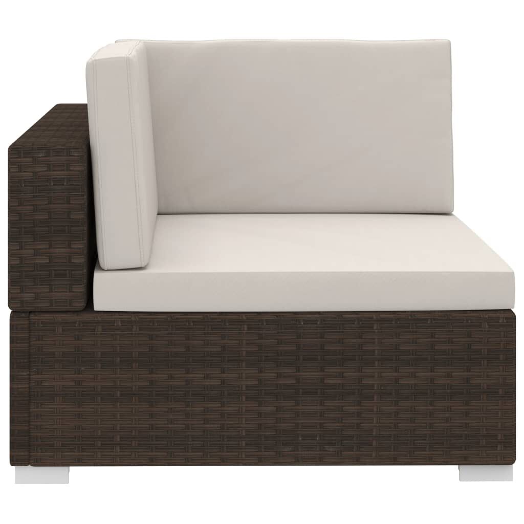 vidaXL 4 Piece Garden Sofa Set with Cushions Poly Rattan Brown