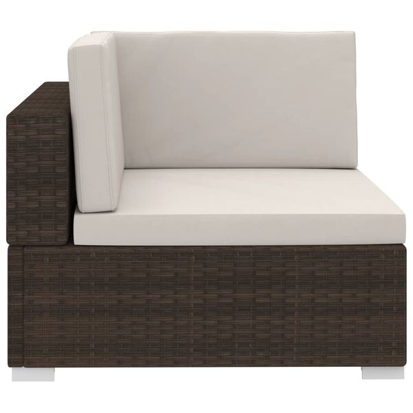 vidaXL 4 Piece Garden Sofa Set with Cushions Poly Rattan Brown