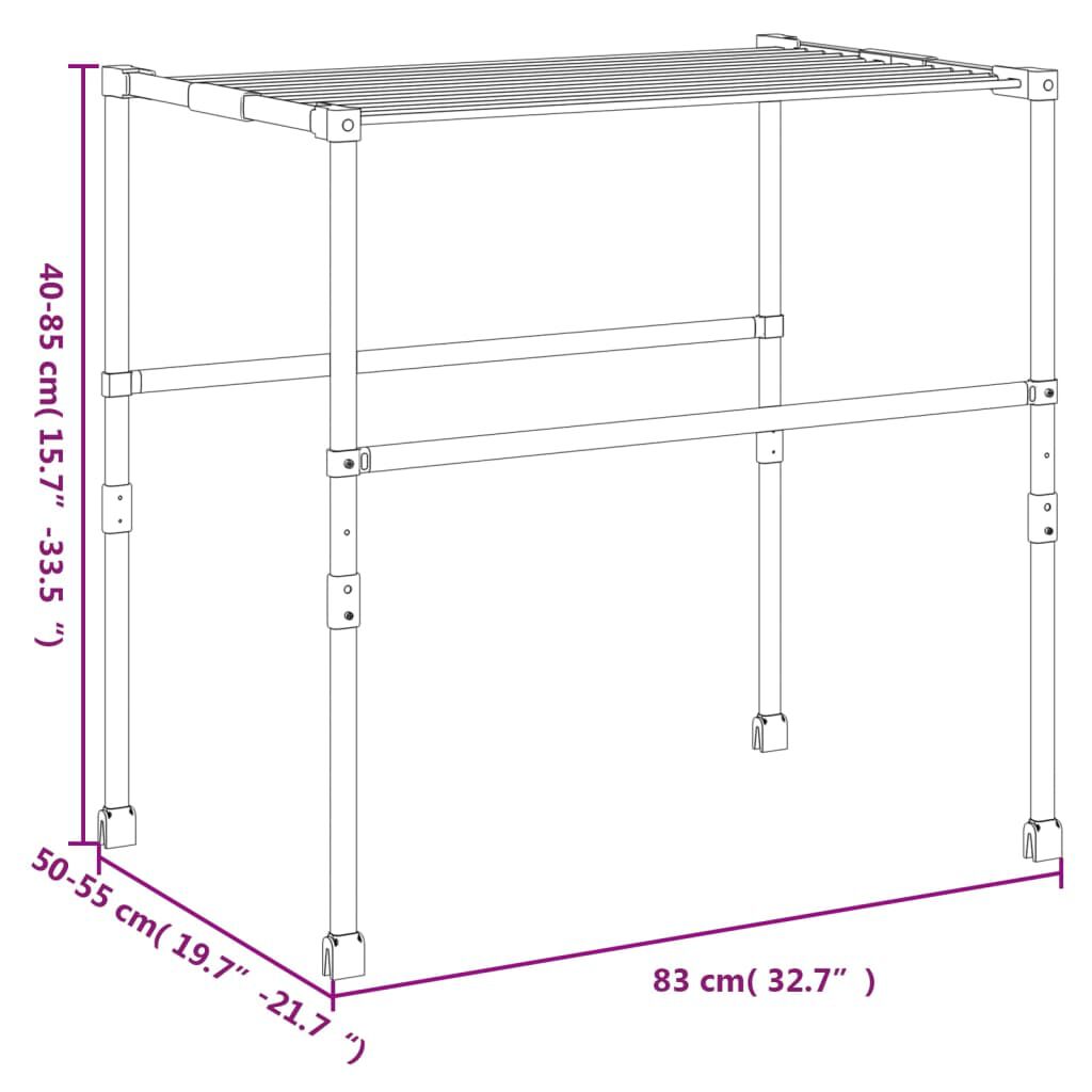 vidaXL Laundry Dryer 83x(50-55)x(40-85) cm Aluminium