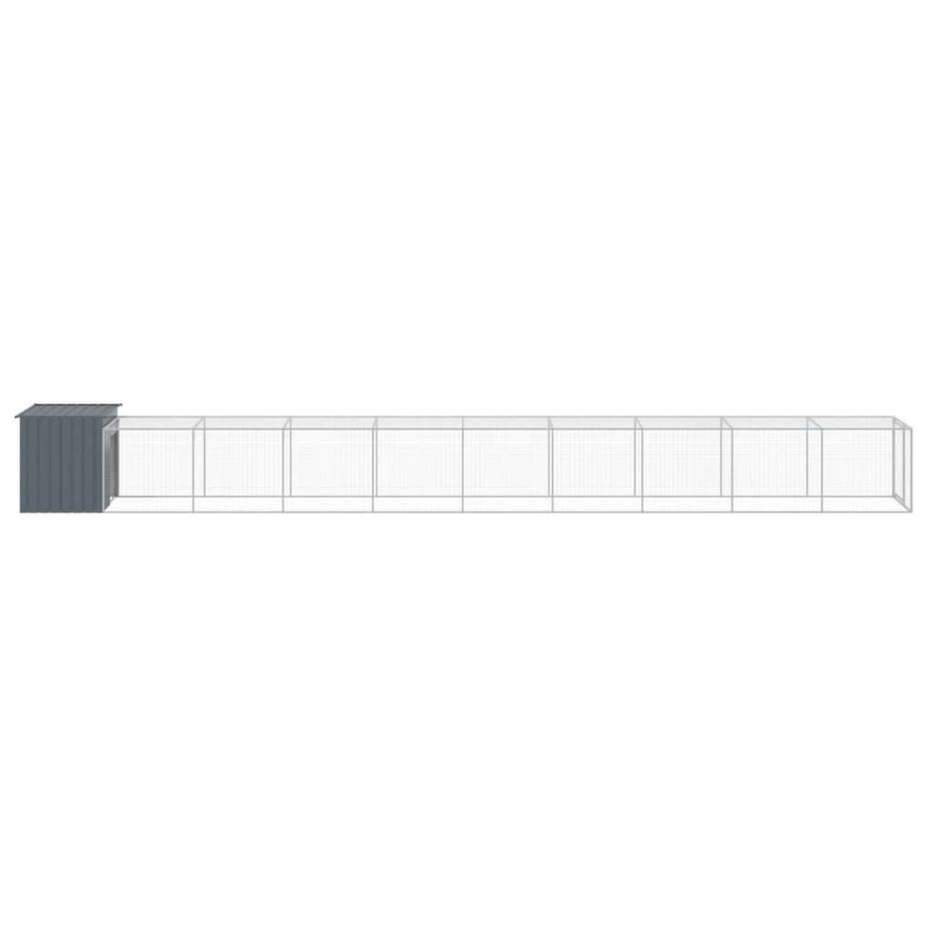 vidaXL Chicken Cage with Run Anthracite 110x1017x110 cm Galvanised Steel